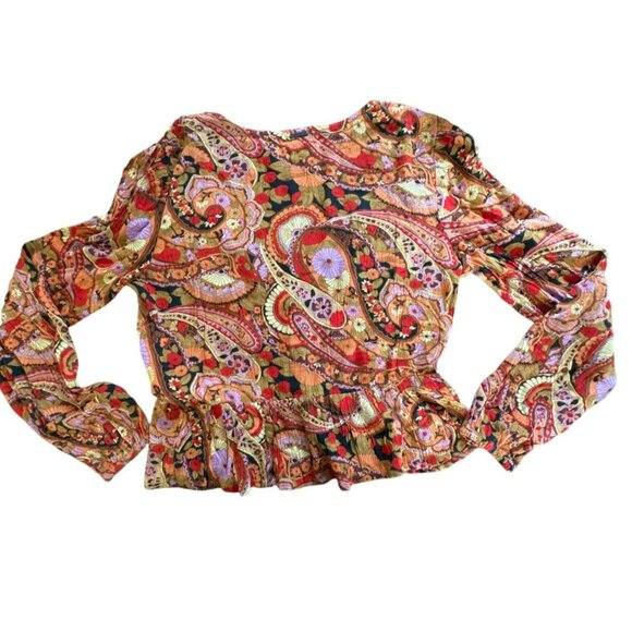 Billlabong Catching Feelings Peplum Top Size Medium Long Sleeve Womens Boho NWT - Picture 4 of 6